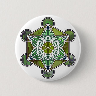 GreenMetatronCube 6 Cm Round Badge