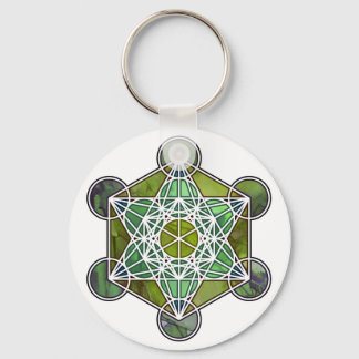 GreenMetatronCube Key Ring