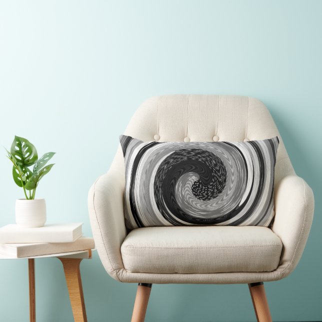 greens and blues abstract swirls modern design lumbar cushion (Chair)
