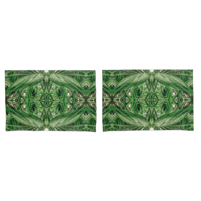 Greens and Raindrops Pattern Pillowcase (Front-Set)