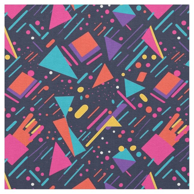 "Greens and Retro Scenes" 80s Fabric (Close Up)