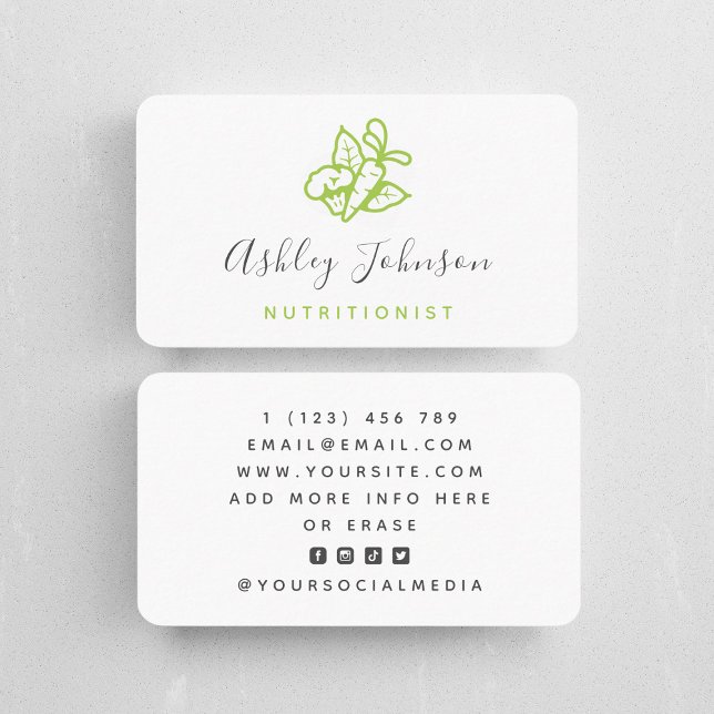 Greens Carrot & Broccoli Nutritionist Social Media Business Card (Creator Uploaded)