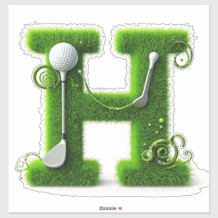 Greens Grass Letter H With Golf Ball, Club