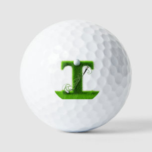 Greens Grass Letter T With Golf Ball, Club Balls