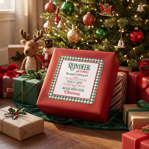 GreenSanta express delivery Christmas Plaid Square Sticker