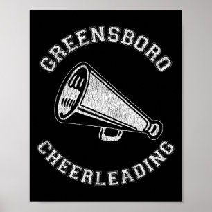 Greensboro Cheer Distressed Retro 90's Cheerleader Poster