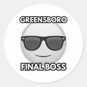 Greensboro Final Boss Cool Emoji  Classic Round Sticker