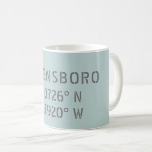 Greensboro NC Latitude and Longitude Coordinates  Coffee Mug