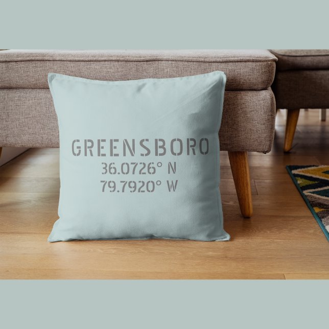 Greensboro NC Latitude and Longitude Coordinates  Cushion (Creator Uploaded)