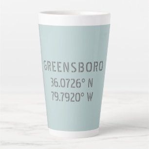 Greensboro NC Latitude and Longitude Coordinates  Latte Mug