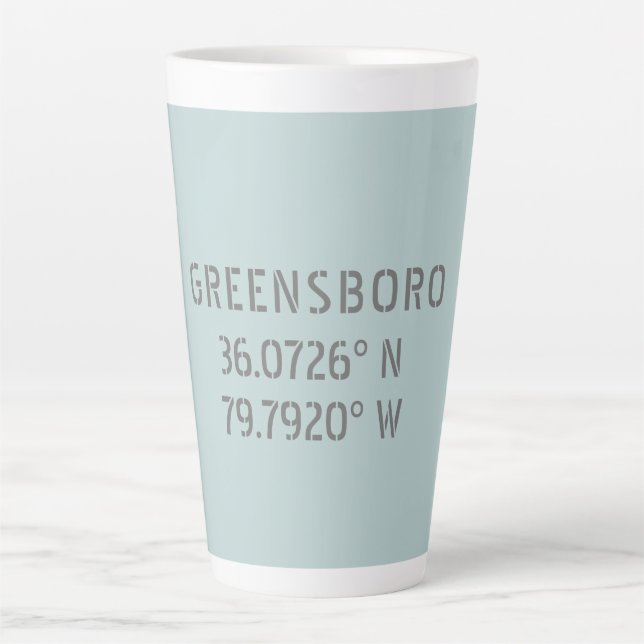 Greensboro NC Latitude and Longitude Coordinates  Latte Mug (Front)