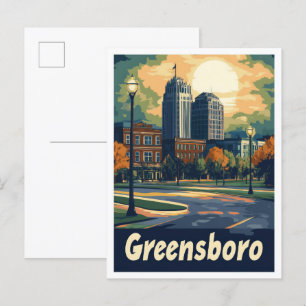 Greensboro North Carolina Art Vintage Illustration Postcard