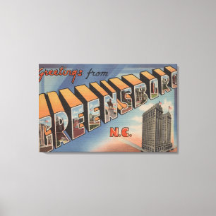 Greensboro, North Carolina - Large Letter Scenes Canvas Print