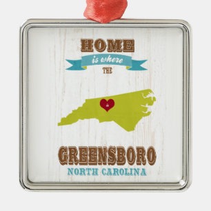 Greensboro, North Carolina Map – Home Is Where The Metal Tree Decoration