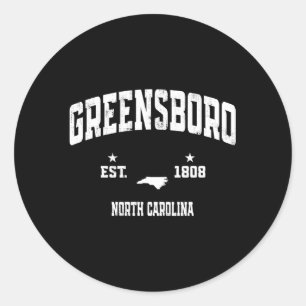 Greensboro North Carolina Nc Flag Athletic Throwba Classic Round Sticker