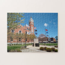 Greensburg Indiana Courthouse puzzle in Springtime