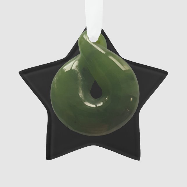GREENSTONE POUNAMU KIWI CHRISTMAS MERI KIRIHIMETE ORNAMENT (Front)