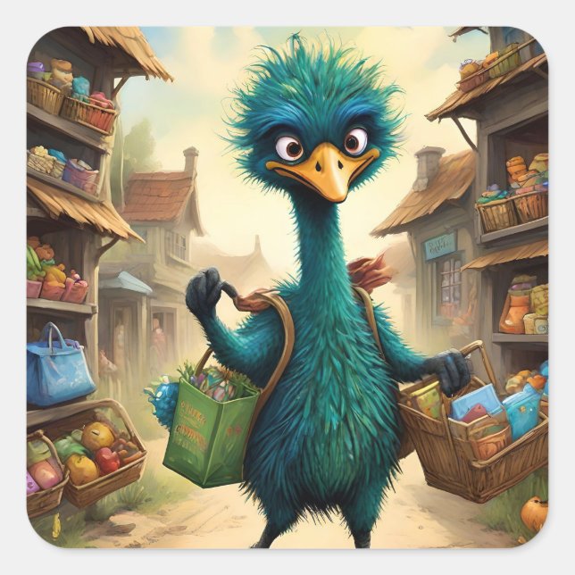 Greenu emu shopping. square sticker (Front)