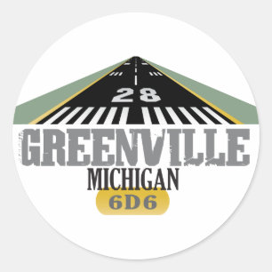 Greenville MI - Airport Runway Classic Round Sticker