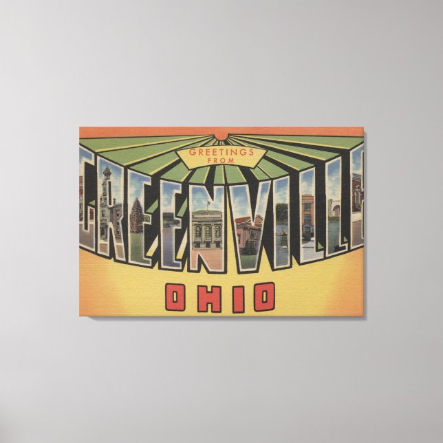 Greenville, Ohio - Large Letter Scenes Canvas Print (Front)