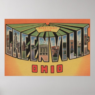 Greenville, Ohio - Large Letter Scenes Poster
