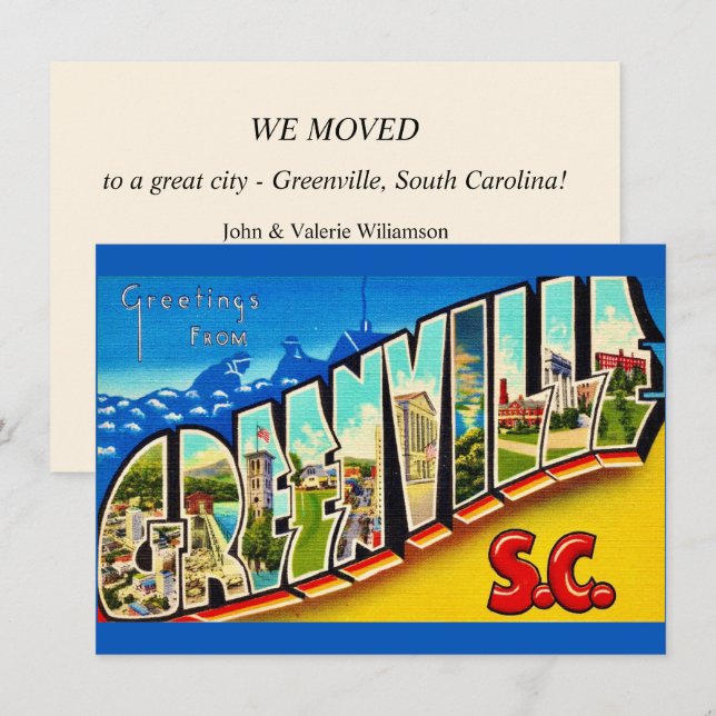 Greenville SC Map Moving Announcement (Front/Back)