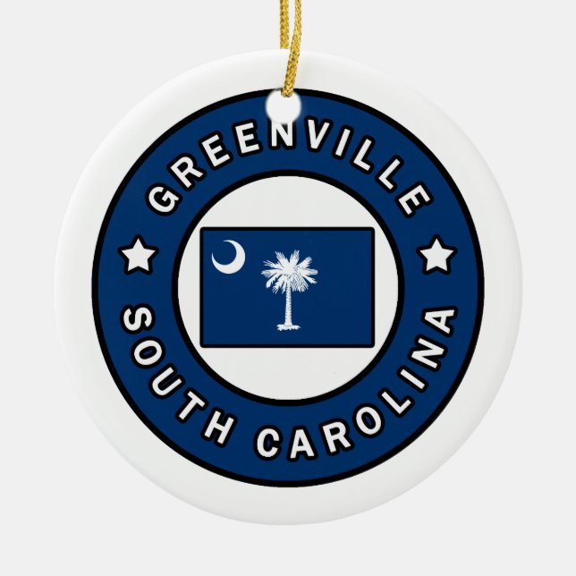 Greenville South Carolina Ceramic Tree Decoration (Front)
