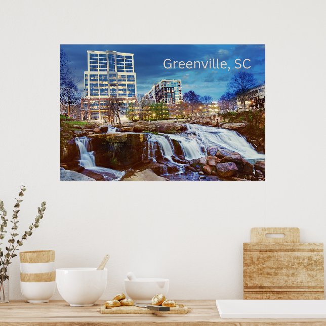 Greenville, South Carolina Downtown Reedy River  Poster (Kitchen)