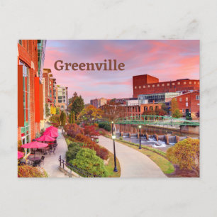 Greenville, South Carolina, Fall Sunset, Downtown  Postcard