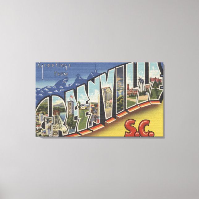 Greenville, South Carolina - Large Letter Scenes 2 Canvas Print (Front)