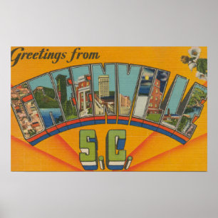 Greenville, South Carolina - Large Letter Scenes Poster