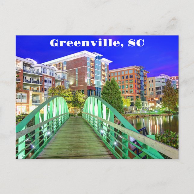Greenville, South Carolina Reedy River at Night  Postcard (Front)