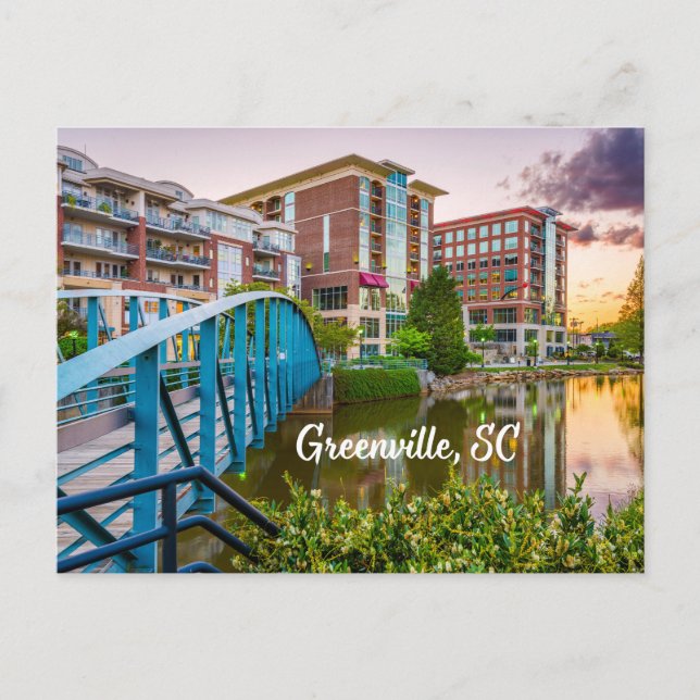 Greenville, South Carolina Reedy River Downtown Postcard (Front)