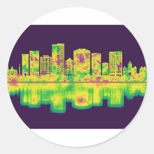Greenville South Carolina Skyline Classic Round Sticker