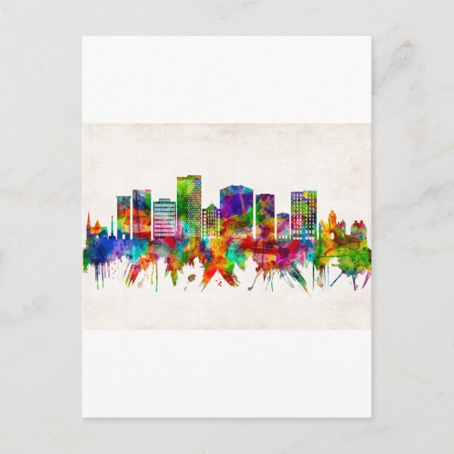 Greenville South Carolina Skyline Holiday Postcard (Front)