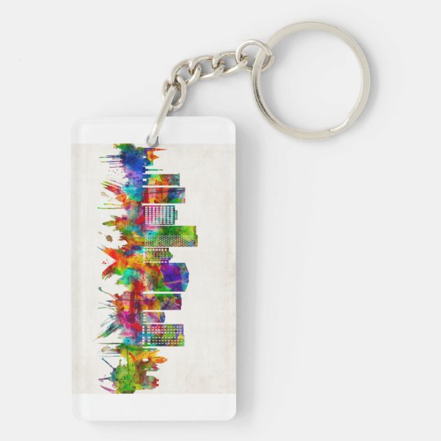 Greenville South Carolina Skyline Key Ring (Back)