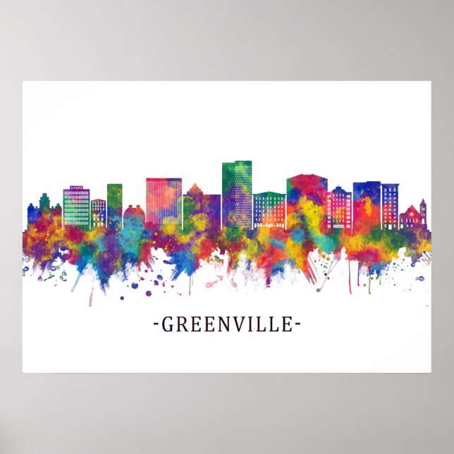 Greenville South Carolina Skyline Poster (Front)