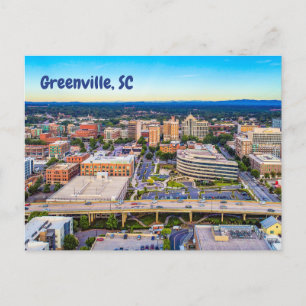 Greenville, South Carolina Summer Downtown View Postcard