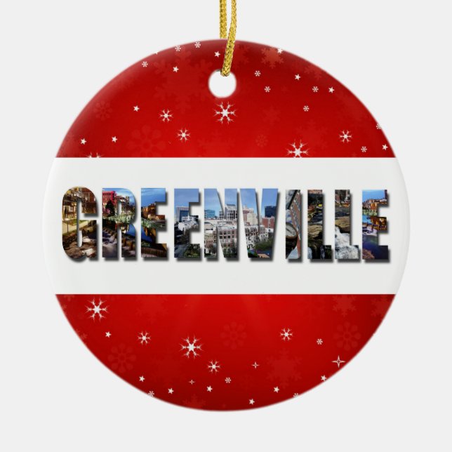 Greenville South Carolina Travel Photos Christmas Ceramic Tree Decoration (Front)