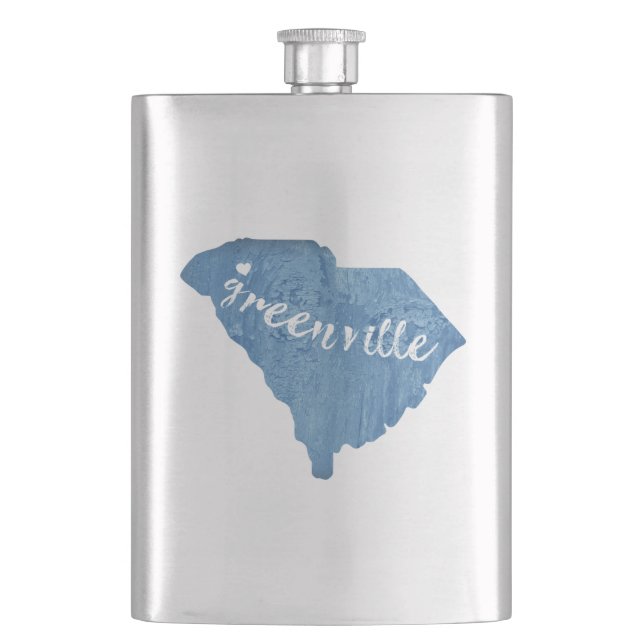 Greenville South Carolina Wood Grain Hip Flask (Front)