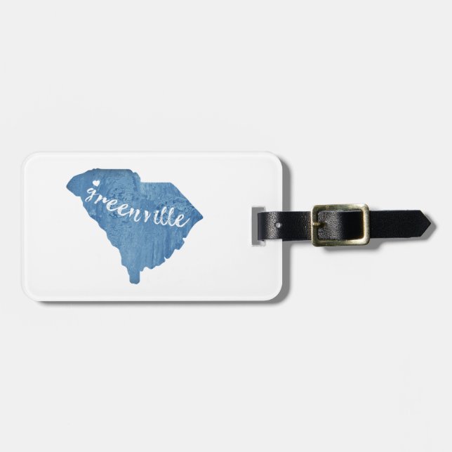 Greenville South Carolina Wood Grain Luggage Tag (Front Horizontal)