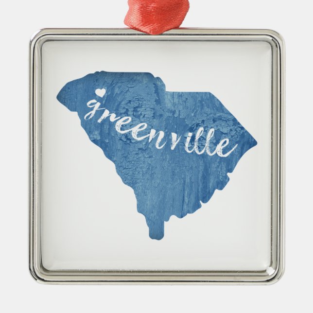 Greenville South Carolina Wood Grain Metal Tree Decoration (Front)