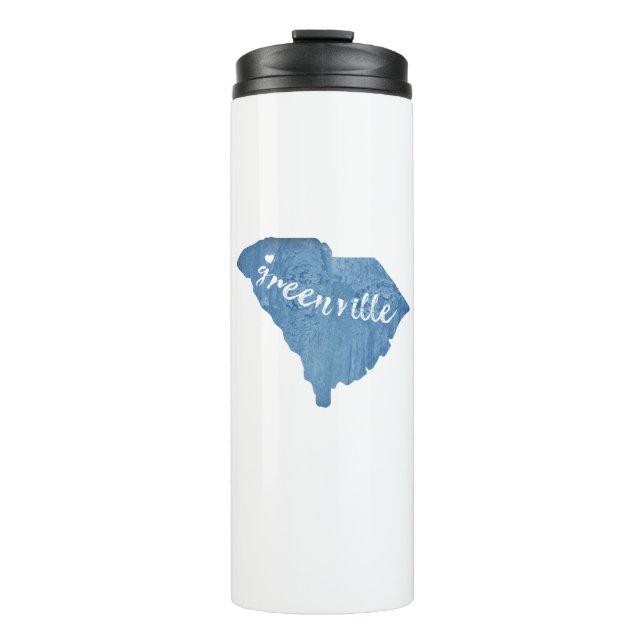 Greenville South Carolina Wood Grain Thermal Tumbler (Front)