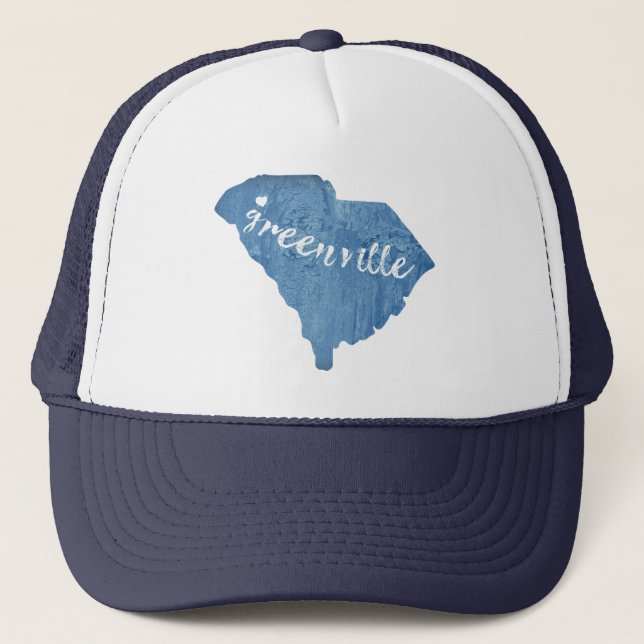 Greenville South Carolina Wood Grain Trucker Hat (Front)