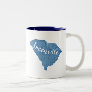 Greenville South Carolina Wood Grain Two-Tone Coffee Mug