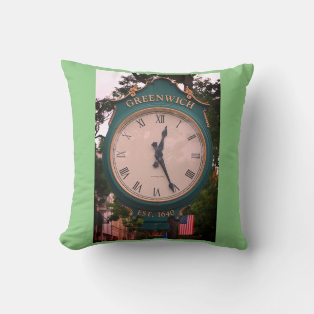 Greenwich Avenue Post Clock, Greenwich, CT Cushion (Front)