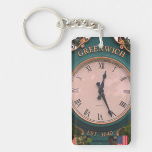 Greenwich Avenue Post Clock, Greenwich, CT Key Ring