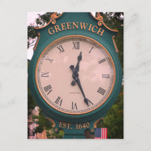 Greenwich Avenue Post Clock, Greenwich, CT Postcard