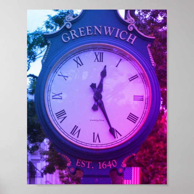 Greenwich Avenue Post Clock, Greenwich, CT Poster (Front)