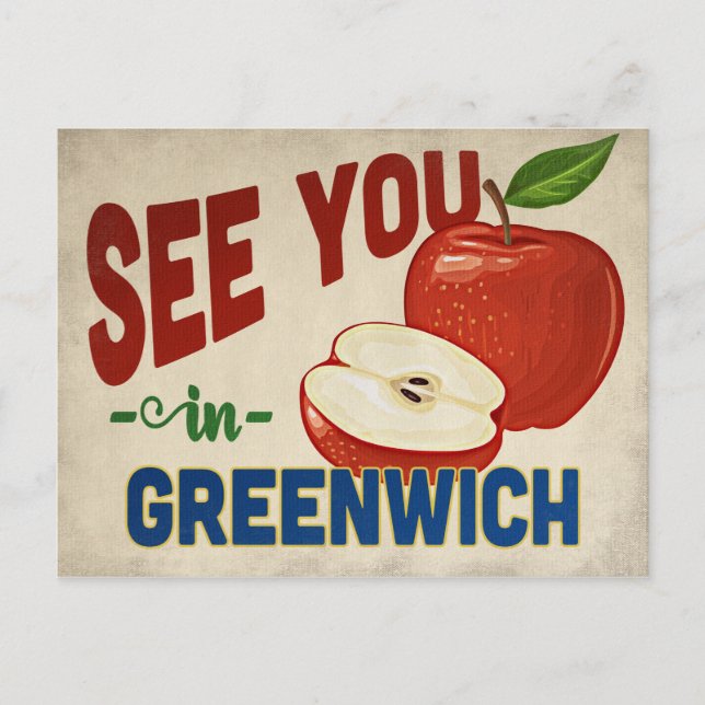 Greenwich Connecticut Apple - Vintage Travel Postcard (Front)